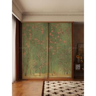 法式覆古翻新衣柜门贴纸卧室布置柜子门改造贴画绿色装饰自粘壁纸