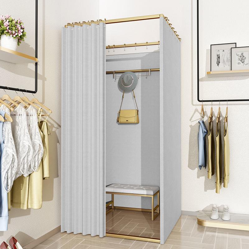 服装店商场组装更衣室简易移动试衣间门帘落地便携展示架子换衣间