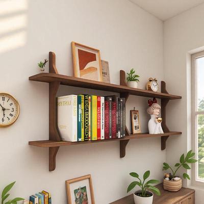 井字型悬空置物架中古风实木书架壁挂墙上格子书柜墙面收纳置物柜