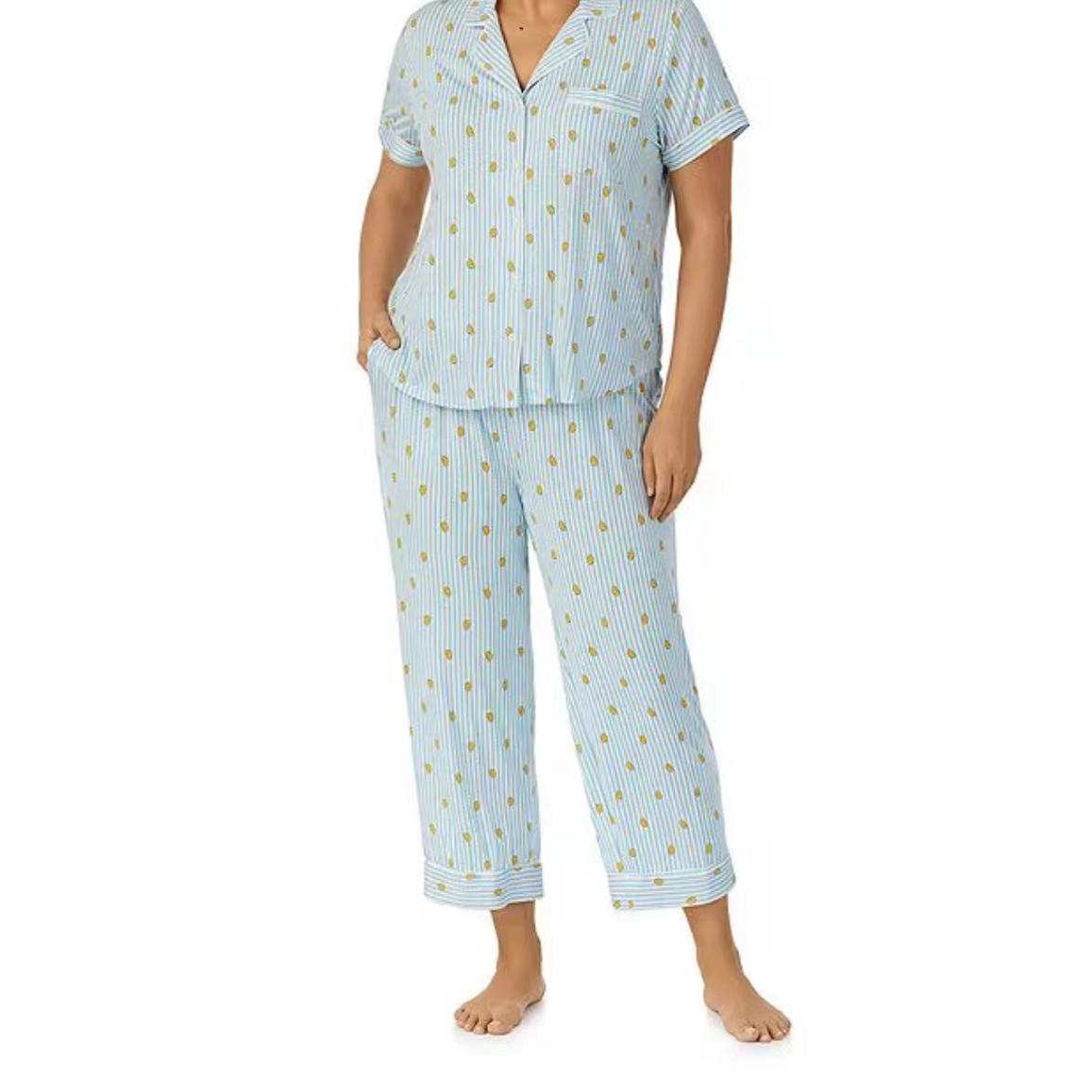 出口轻奢ks女士睡衣家居服短袖长裤莫代尔小清新加肥加大200斤