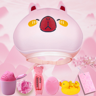 土拨鼠儿童专用洗头帽宝宝洗澡防水帽子婴儿洗头神器挡水帽带护耳
