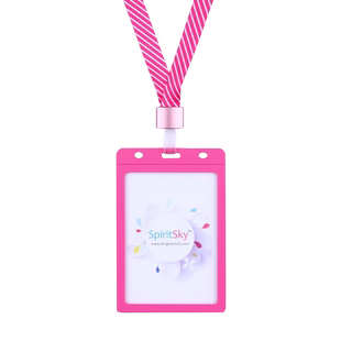 卡仕达大号105*74mm双孔商务业务员挂牌展会证配铝合金扣条纹挂绳定制企业文化工作牌识别证出入证工作证吊牌