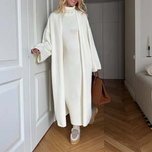 长袍外套毛衣套装 内搭长裙开衫 女 跨境俄罗斯高领修身 2025秋冬新款