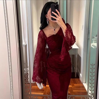 欧美风A字裙涤纶纯色连衣裙女