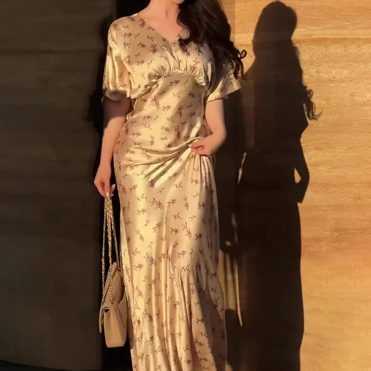 欧美风A字裙涤纶印花连衣裙女