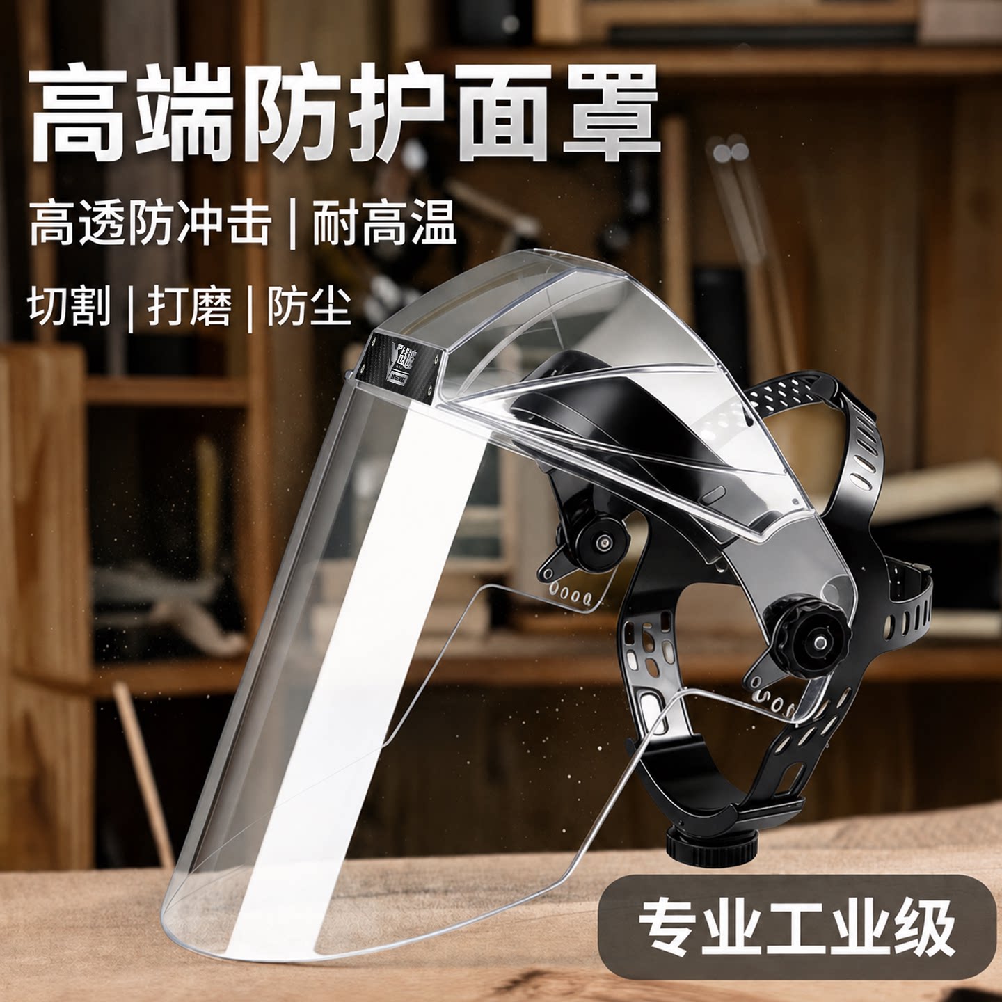 切割打磨防护面罩角磨机头盔冲击飞溅防尘工业面具全脸防护罩木工