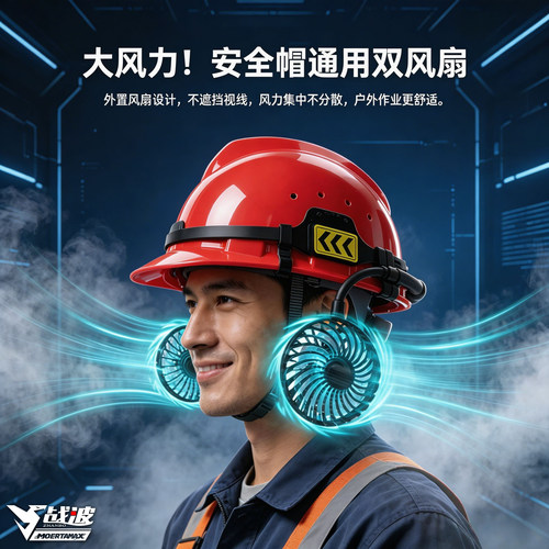 战波工地风扇安全帽可换电池