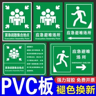 应急避难场所标识牌消防紧急疏散集合点标识牌避险安全逃生标志牌提示牌消防警示牌紧急撤离警告牌指示牌定制