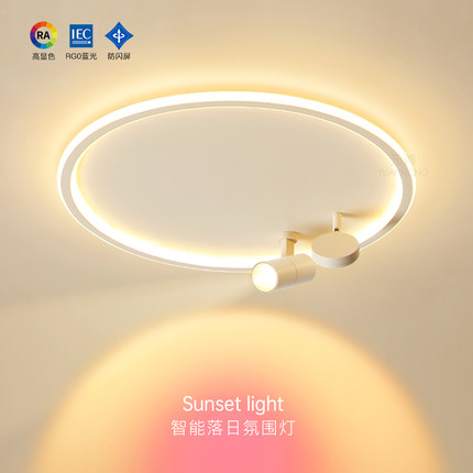 年轻人卧室灯2025年新款落日夕阳灯led吸顶灯氛围灯客厅房间灯具