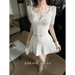 女 针织弹力松紧腰春夏简约百褶半身裙裤 juanjuanyee 月光布蕾