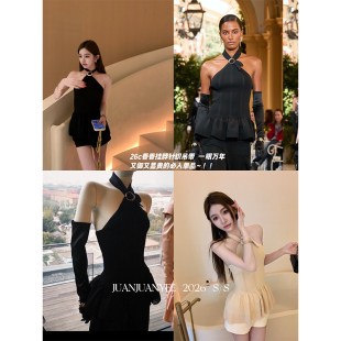 juanjuanyee 26c定制钻扣挂脖约会针织背心女 千金香