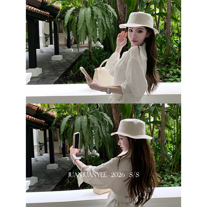 juanjuanyee 新贵老钱风收腰亚麻风衣短夹克防晒春夏气质外套女