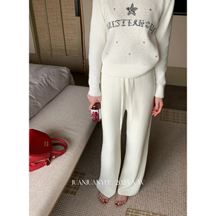 高级感长裤 直筒抽绳加绒休闲针织懒人裤 女 麦穗裤 juanjuanyee