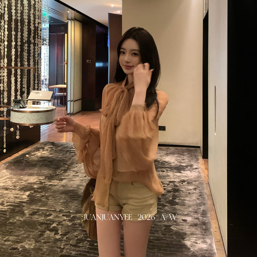 meng via 【伯克利学姐】100人丝垂感氛围感气质长袖衬衫上衣女秋