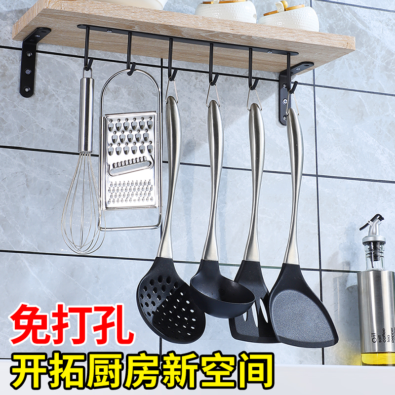 304厨房橱柜不锈钢挂钩锅铲免打孔家用衣柜悬挂式吊钩衣服收纳钩