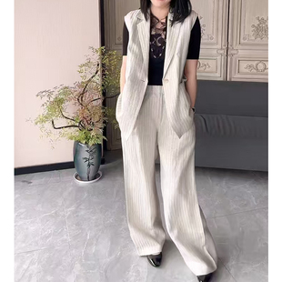 深圳南油#2026早春新款香港巴黎五区AK休闲宽松马甲阔腿裤两件套