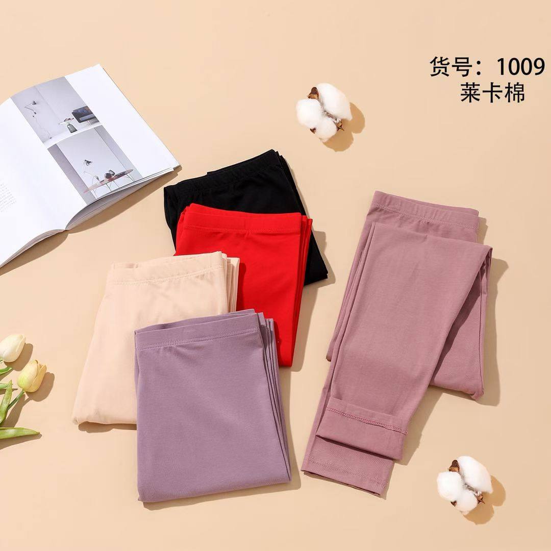 女莱卡棉秋裤学生打底线裤纯色棉毛裤内穿衬裤紧身薄款中老年暖裤