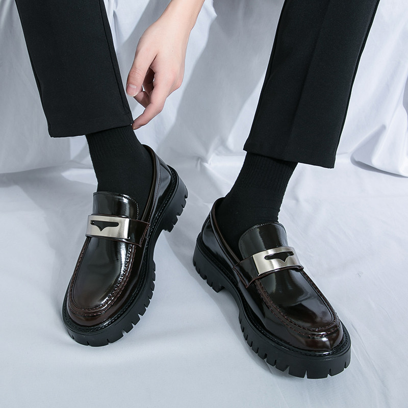 大头皮鞋男士夏季懒人豆豆鞋英伦风厚底增高8cm套脚休闲乐福鞋男,流行男鞋,乐福鞋（豆豆鞋）,淘宝优惠券,粉丝福利购,淘宝优惠卷