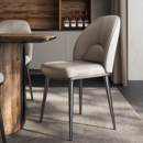 意式 真皮餐椅轻奢高级感不锈钢餐桌椅子家用头层牛皮2025新款