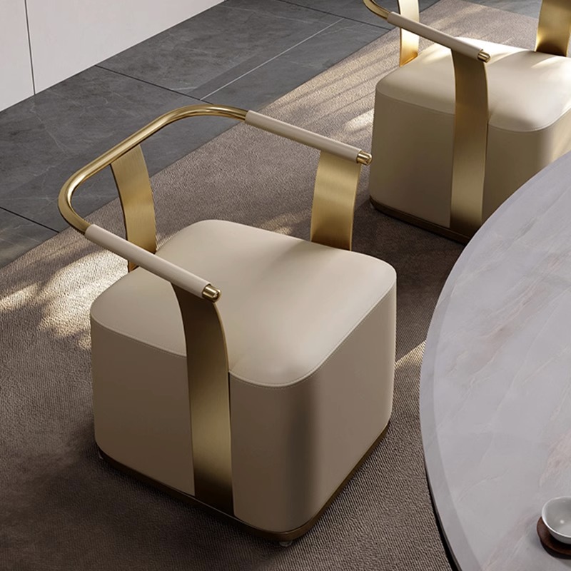 轻奢茶椅主人椅茶桌书桌椅子现代高级皮艺阳台泡茶主客人位书房椅