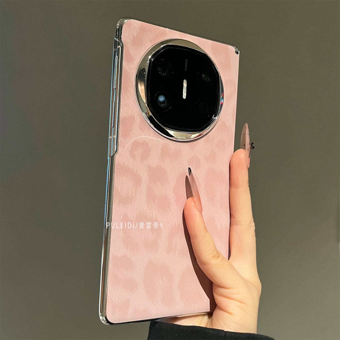 ins风粉羽纱豹纹适用华为MateX7典藏版折叠屏手机壳mateX6高颜值MateX5防摔MateX3个性创意性保护套