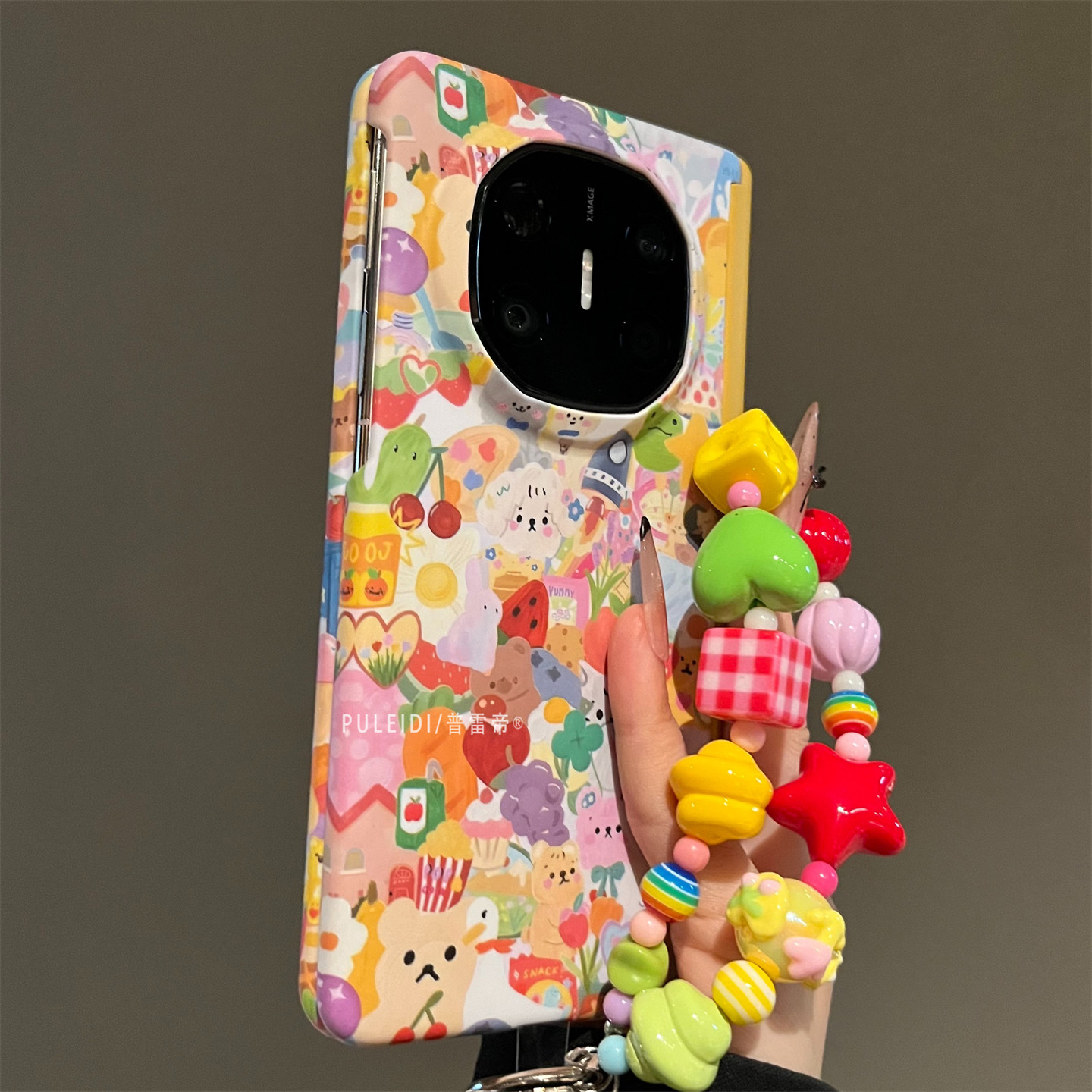 ins风蛋糕水果动物适用华为MateX7典藏版折叠屏手机壳mateX6可爱卡通MateX5磁吸中轴MateX3防摔前框保护套