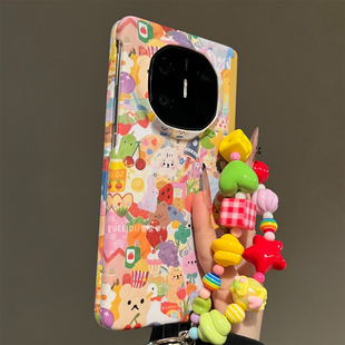 ins风蛋糕水果动物适用华为MateX7典藏版折叠屏手机壳mateX6可爱卡通MateX5磁吸中轴MateX3防摔前框保护套