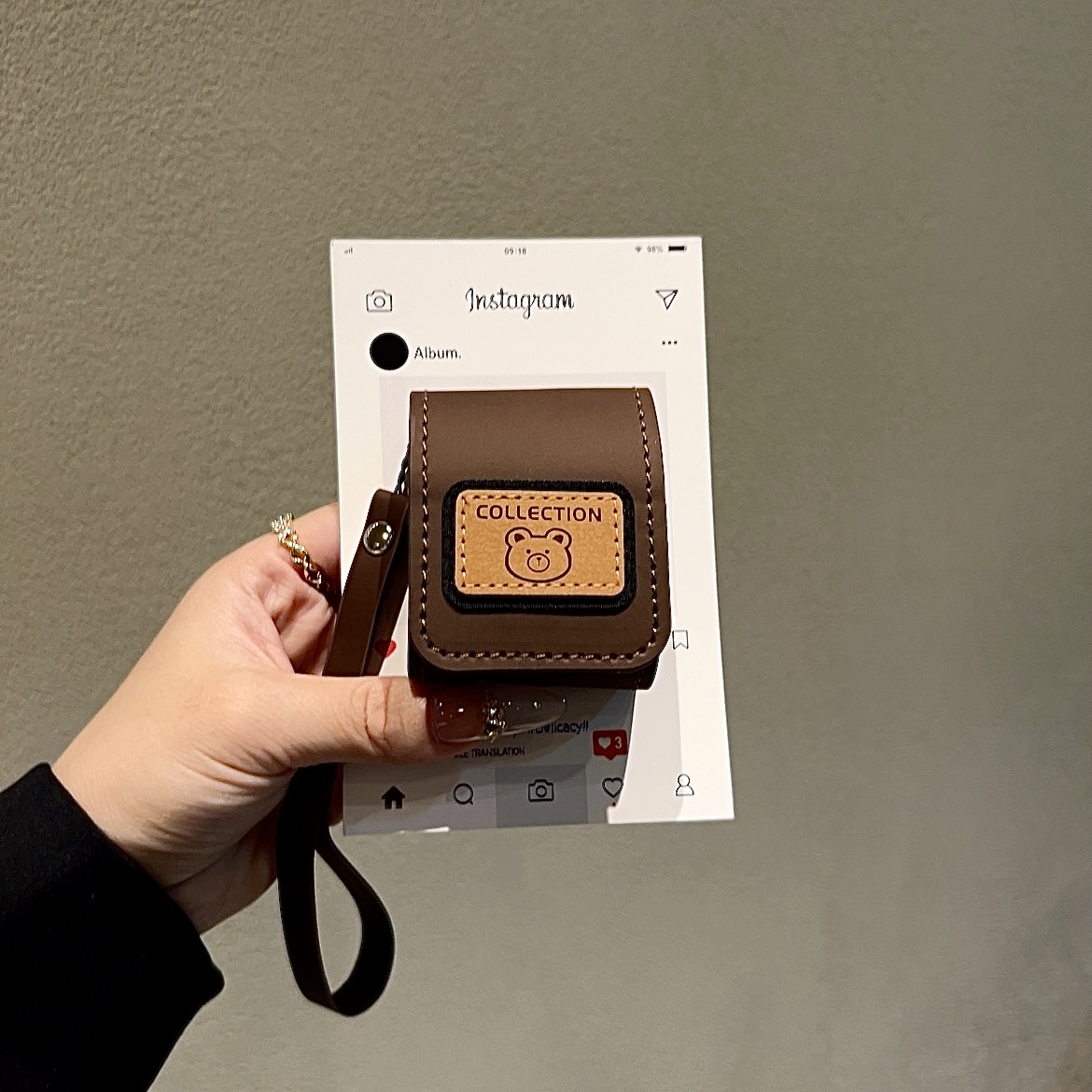 皮质手提绳耳机保护套