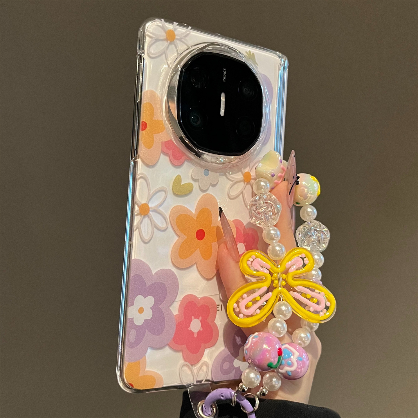 ins风彩绘花朵适用华为MateX6典藏版折叠屏手机壳新款MateX5磁吸中轴高级感X3女款防摔保护套