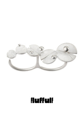 【fluffulf】浮游褶光系列·晨露荷叶双指戒