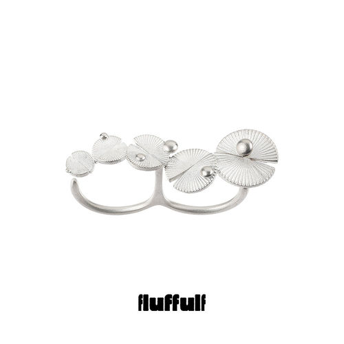 【Fluffulf】浮游褶光系列·晨露荷叶双指戒
