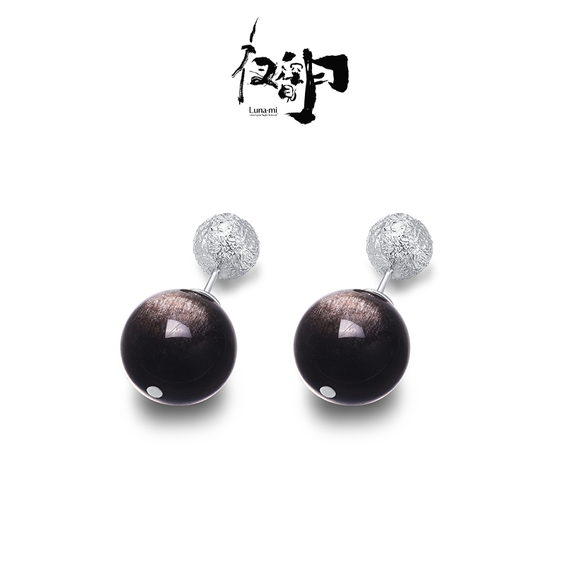 【Lunami 夜深见月】大气耳环原创设计复古双月耳钉