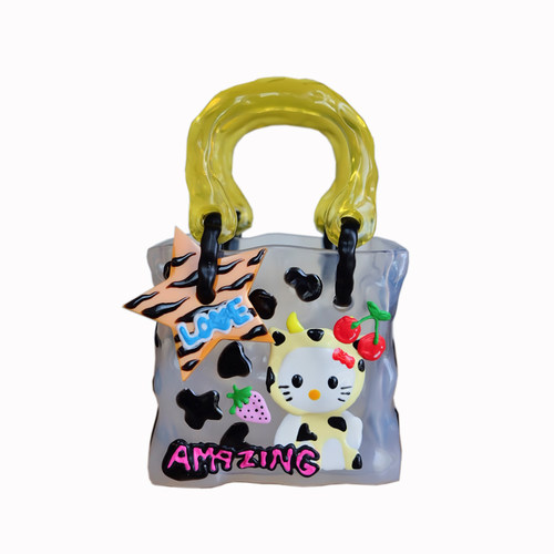 Doodledookey可爱奶牛HelloKitty凯蒂猫手绘涂鸦挂件Y2K手提包包