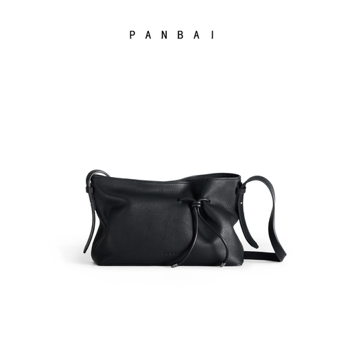 PANBAI 2026新款慵懒感抽绳单肩腋下包女通勤百搭软皮hobo手提包