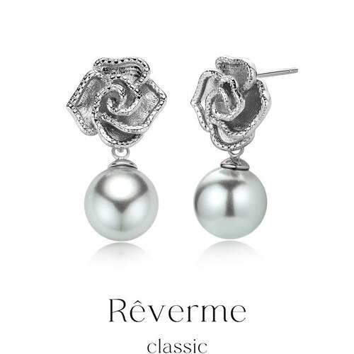 Rêverme  Classic 铆钉玫瑰珍珠耳环
