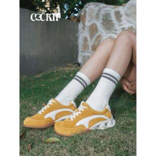 COCKTT 休闲鞋美式复古潮街设计异型方头厚底增高单鞋