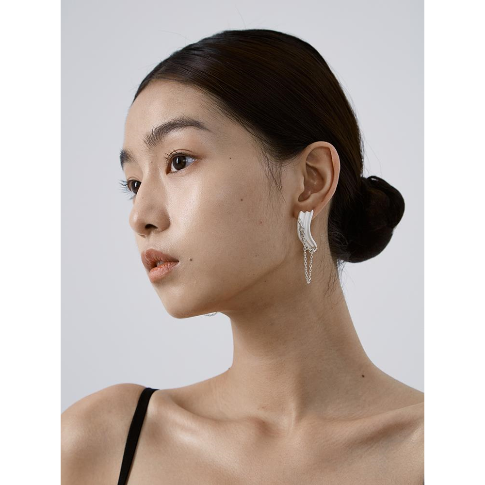 【Lunami 夜深见月】流沙系列流线炼条耳环高级感独特气质耳饰