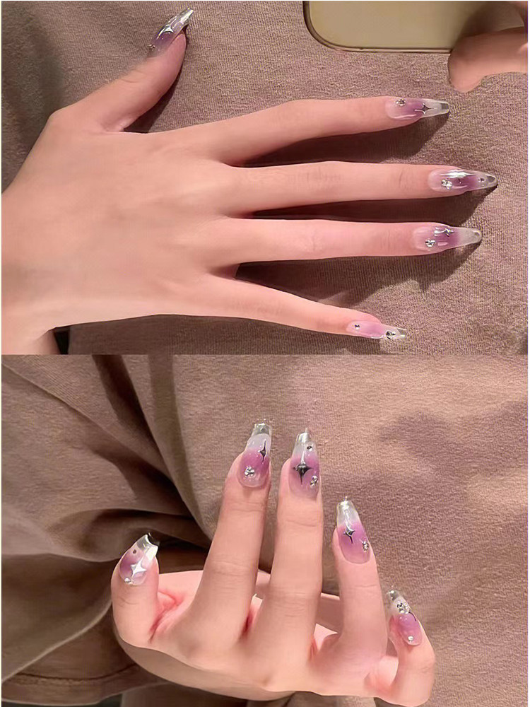 lilian莉莉安|网红爆款冰透腮紫潮酷辣妹美甲ins仙酷风爆闪穿戴甲