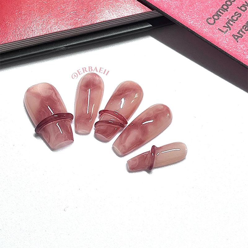 红檀绕|y2k千禧辣妹系列古韵新中式红晕手工穿戴甲高级藤绕美甲