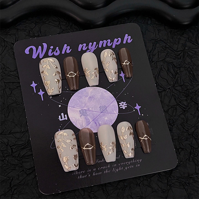 露华|风靡ins美甲系列液态银鎏心手绘美甲简约日常手工穿戴甲