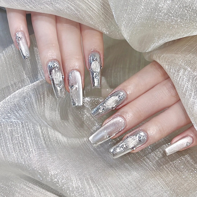 月光姬|未来机械感系列酷飒高级清冷感中性美甲镜面简约穿戴甲