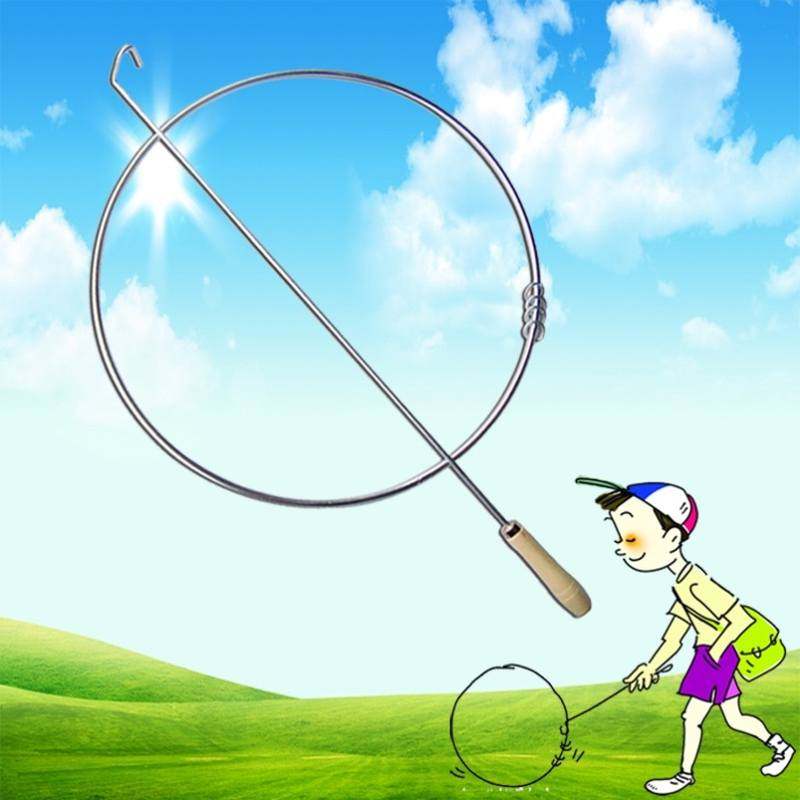 实心钢筋滚铁环滚铁圈怀旧玩具幼儿园学生亲子推铁环成人运动健身