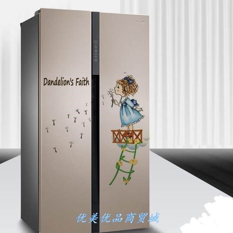 可爱墙面双门创意贴纸卡通人物冰箱衣柜创意装饰贴纸 贴画 双开门图片