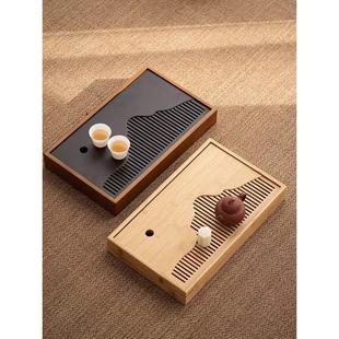 竹制小茶盘方形干泡盘小号竹制迷你储水式托盘茶海功夫茶具小茶台