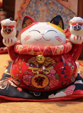招财猫摆件家居可爱装饰办公室工位陶瓷存钱罐开业送礼生日礼物