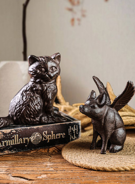 北欧复古铸铁动物工艺品置物架办公室桌面摆件家居样品间装饰品