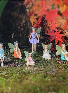 跨境新品花园庭院小仙子树脂微缩景观花插花园阳台盆景装饰品摆件