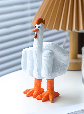 亚马逊跨境新款创意可爱中指鸭树脂摆件家居装饰送朋友给男生礼物