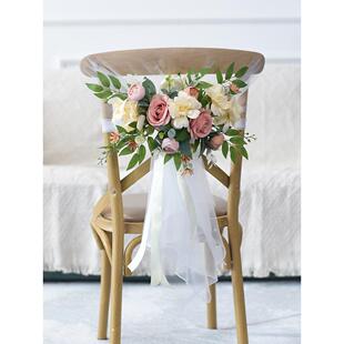 婚庆彷真花椅背花假花束户外婚礼教堂宴会庆典墙饰门饰楼梯装饰