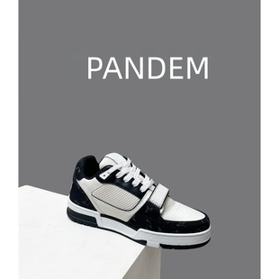 PANDEM闭眼入~鼎版牛仔布拼色魔术贴运动休闲板鞋男女同款情侣鞋